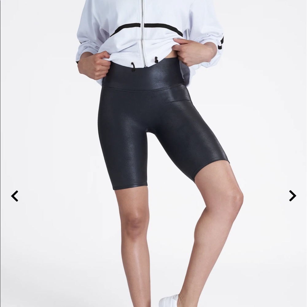 Spanx Faux Black Leather Bike Short